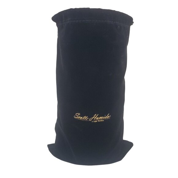 Scotte Humidor Black Leather Cedar Lined Glow Hygrometer Velvet Pouch - Picture 10 of 11